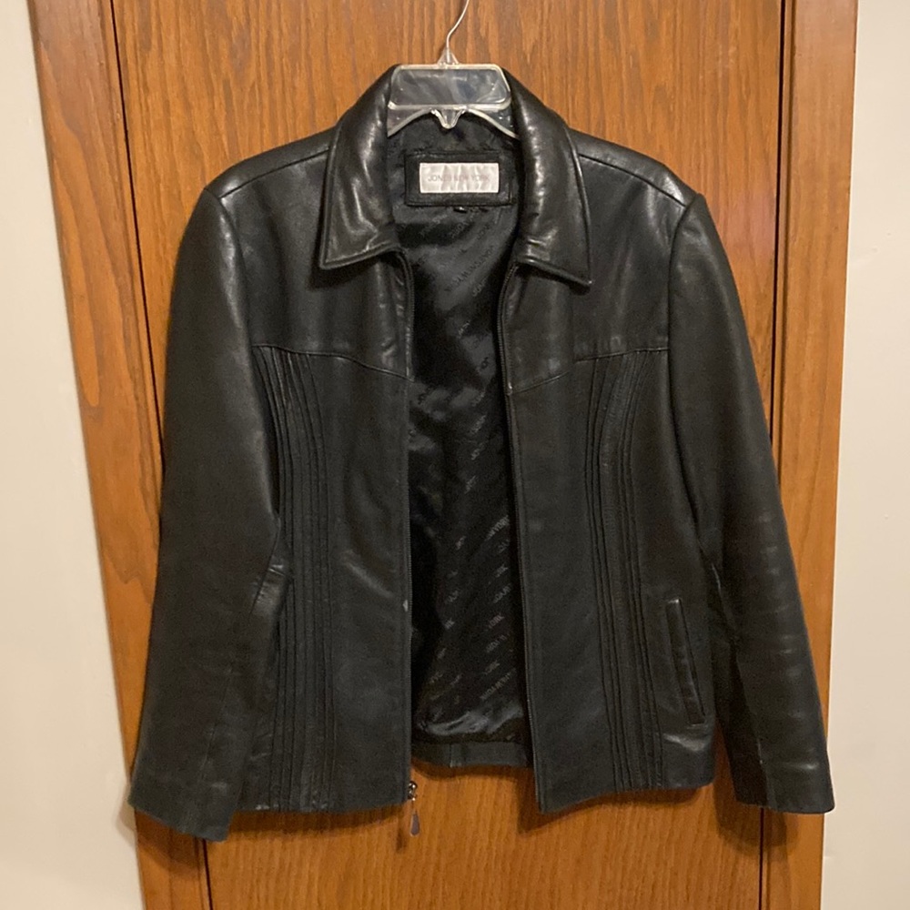 Black leather jacket